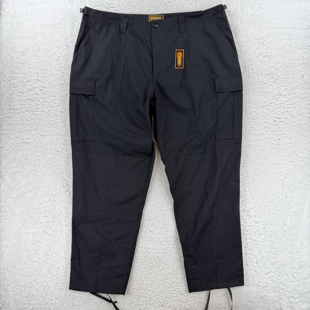 Ryno Gear Mens Cargo Pants 2XL Black Relaxed Fit Ripstop Tactical BDU BP10 46x32